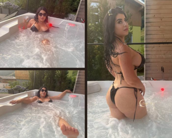 Geldherrin im Whirlpool  Lady Ayse im Leder-Bikini