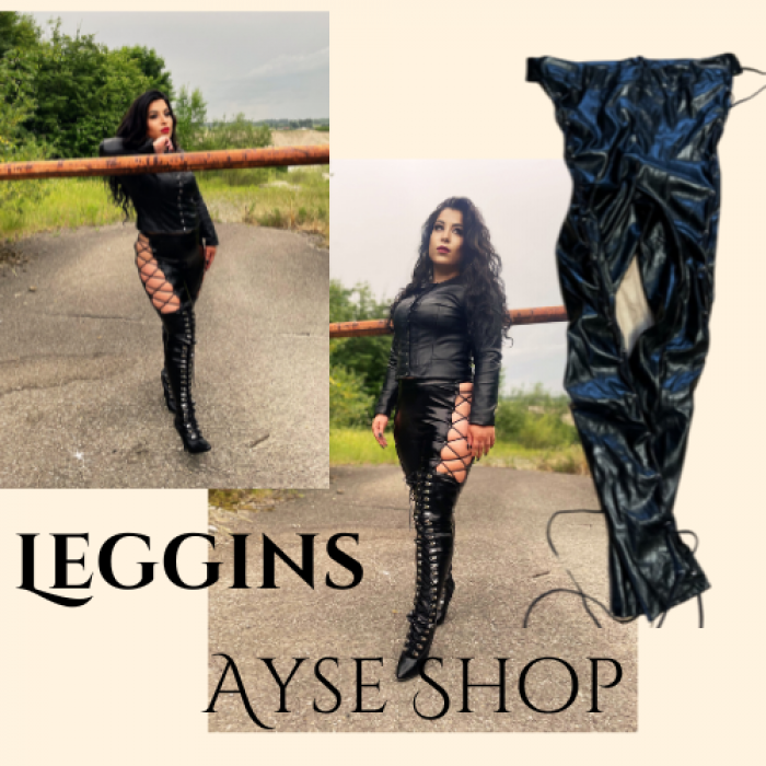 Schwarze Leder Leggins